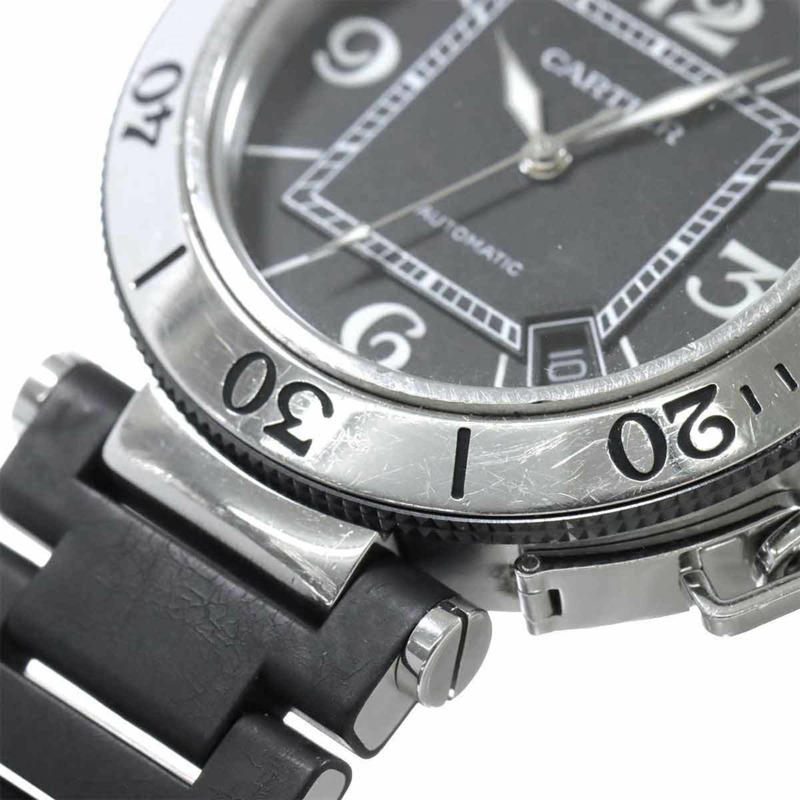 卡地亞 Pasha Seatimer W31077U2 男士腕錶,附日期顯示,黑色,自動上鍊機芯-6