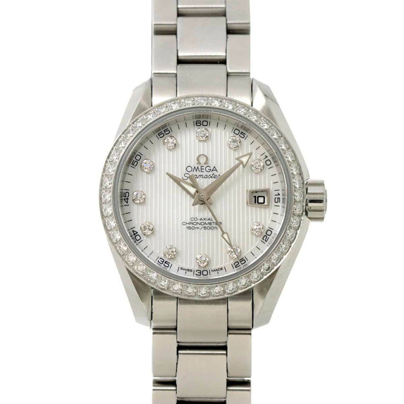 歐米茄海馬系列Aqua Terra同軸腕錶231 15 30 20 55 001 11P鑲鑽女錶,白色錶殼石英錶帶,星座系列-0