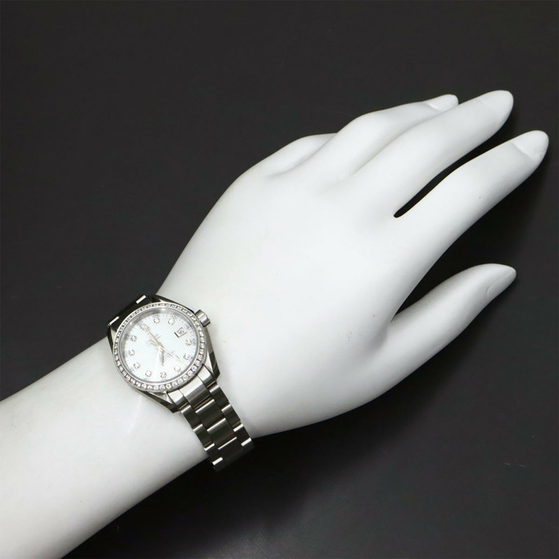 歐米茄海馬系列Aqua Terra同軸腕錶231 15 30 20 55 001 11P鑲鑽女錶,白色錶殼石英錶帶,星座系列-3