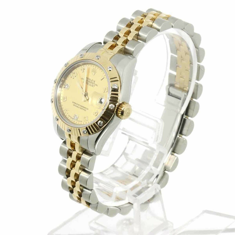 勞力士 Datejust 179313 2BR D Roulette 雙色女錶,鑲嵌鑽石、金粉及 18K 黃金,自動上鍊-1