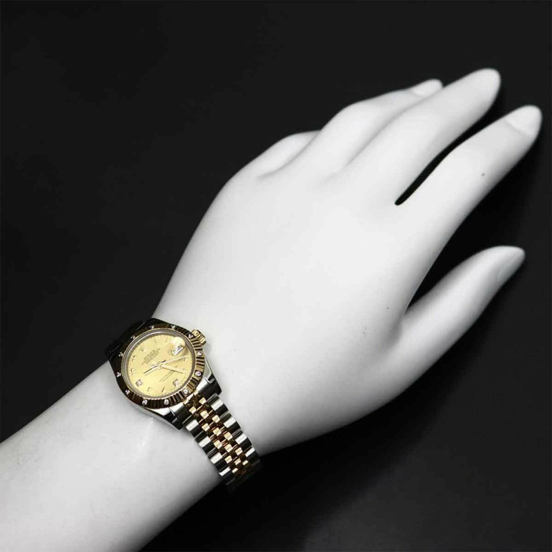 勞力士 Datejust 179313 2BR D Roulette 雙色女錶,鑲嵌鑽石、金粉及 18K 黃金,自動上鍊-2