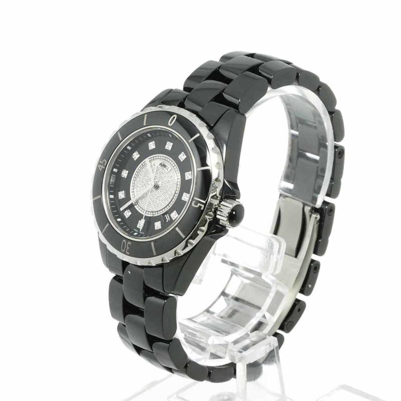 香奈兒 J12 33毫米 H2122 女士腕錶,鑲嵌12顆鑽石,日期顯示,黑色陶瓷錶殼,中央鑲嵌鑽石石英機芯-1