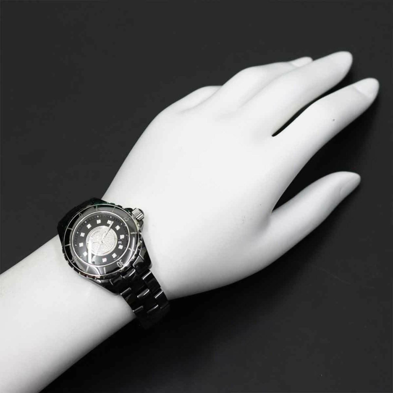 香奈兒 J12 33毫米 H2122 女士腕錶,鑲嵌12顆鑽石,日期顯示,黑色陶瓷錶殼,中央鑲嵌鑽石石英機芯-2