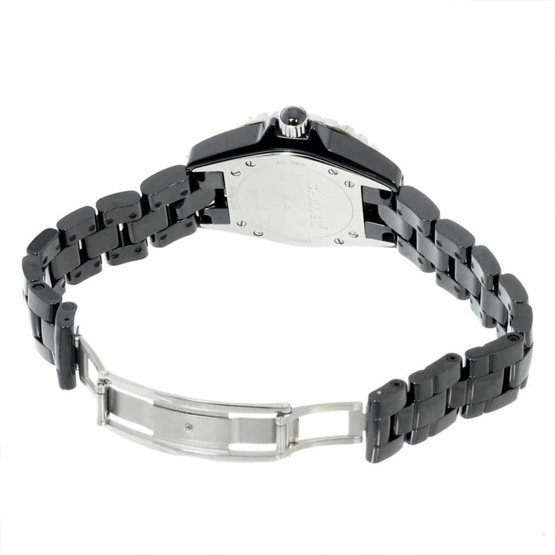 香奈兒 J12 33毫米 H2122 女士腕錶,鑲嵌12顆鑽石,日期顯示,黑色陶瓷錶殼,中央鑲嵌鑽石石英機芯-3