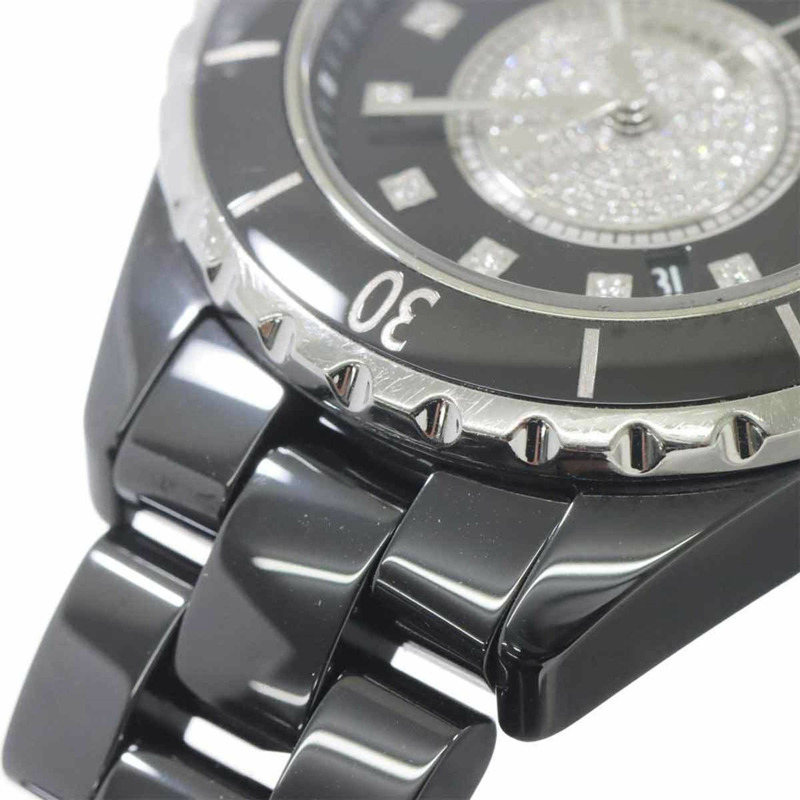 香奈兒 J12 33毫米 H2122 女士腕錶,鑲嵌12顆鑽石,日期顯示,黑色陶瓷錶殼,中央鑲嵌鑽石石英機芯-6