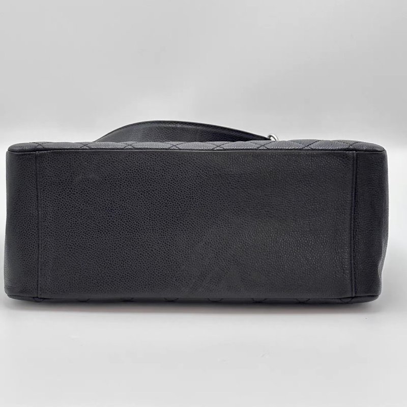 CHANEL 黑銀荔枝牛皮GST手提單肩背包34*24*13 98新配件塵袋-3