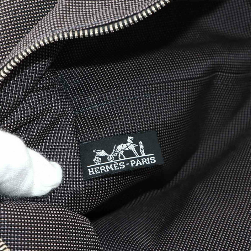 愛馬仕 Herline TGM 手提包,灰色帆布配銀色五金配件-6