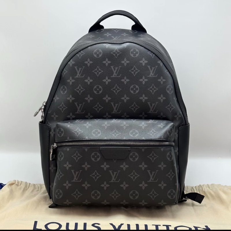 LV 黑色老花阿波羅後背包 芯片款29*38*20 98新配件塵袋-0