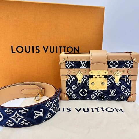 LV 1854限量款藍色丹寧petite malle硬盒子20*12.5*5 99新配件盒子塵袋