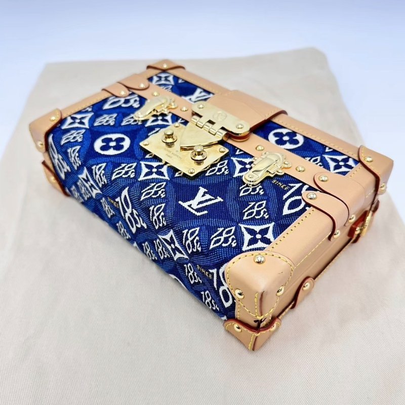 LV 1854限量款藍色丹寧petite malle硬盒子20*12.5*5 99新配件盒子塵袋-2