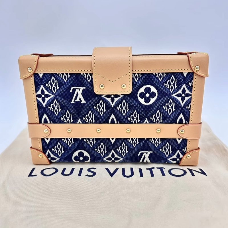 LV 1854限量款藍色丹寧petite malle硬盒子20*12.5*5 99新配件盒子塵袋-5