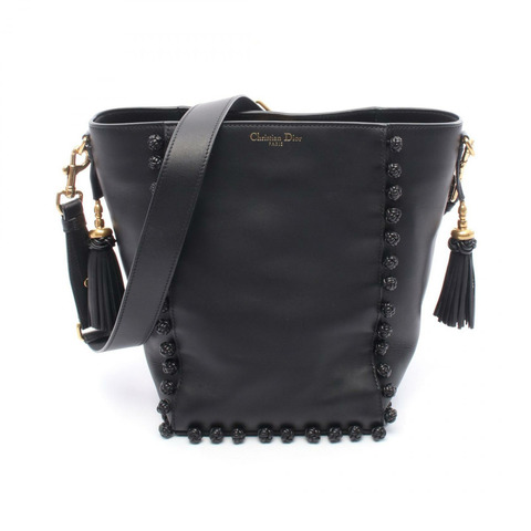 Christian Dior 黑色皮革水桶肩背包（二手女款）
