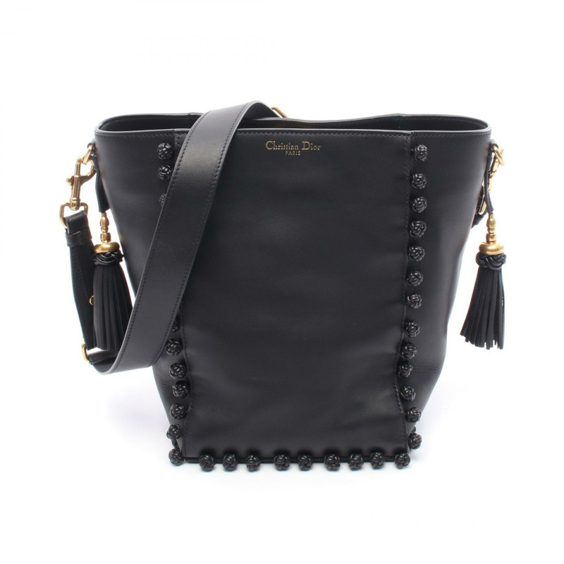 Christian Dior 黑色皮革水桶肩背包（二手女款）-0