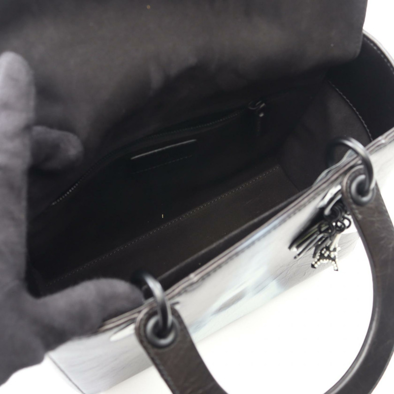 Christian Dior LADY DIOR 黑色皮革單肩手提包(二手女款)-2