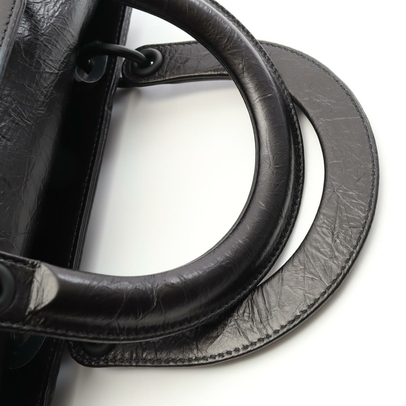 Christian Dior LADY DIOR 黑色皮革單肩手提包(二手女款)-5