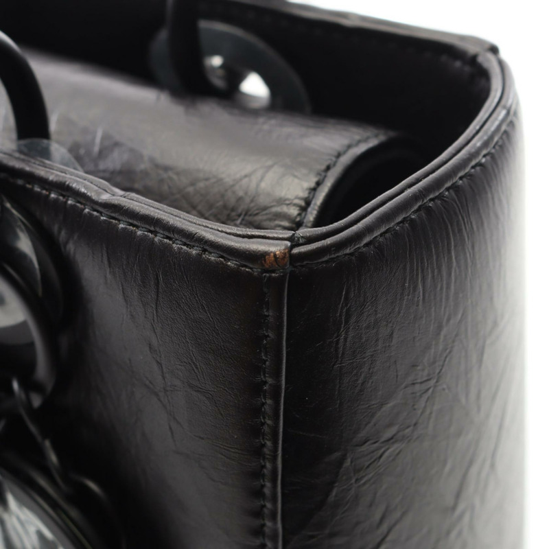 Christian Dior LADY DIOR 黑色皮革單肩手提包(二手女款)-6