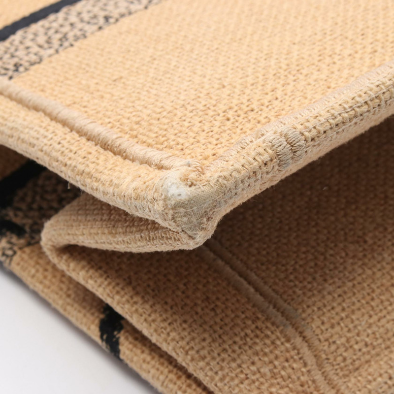 Christian Dior BOOK TOTE 中型手提包 拉菲草編織 棕色 黑色 二手 女士-7