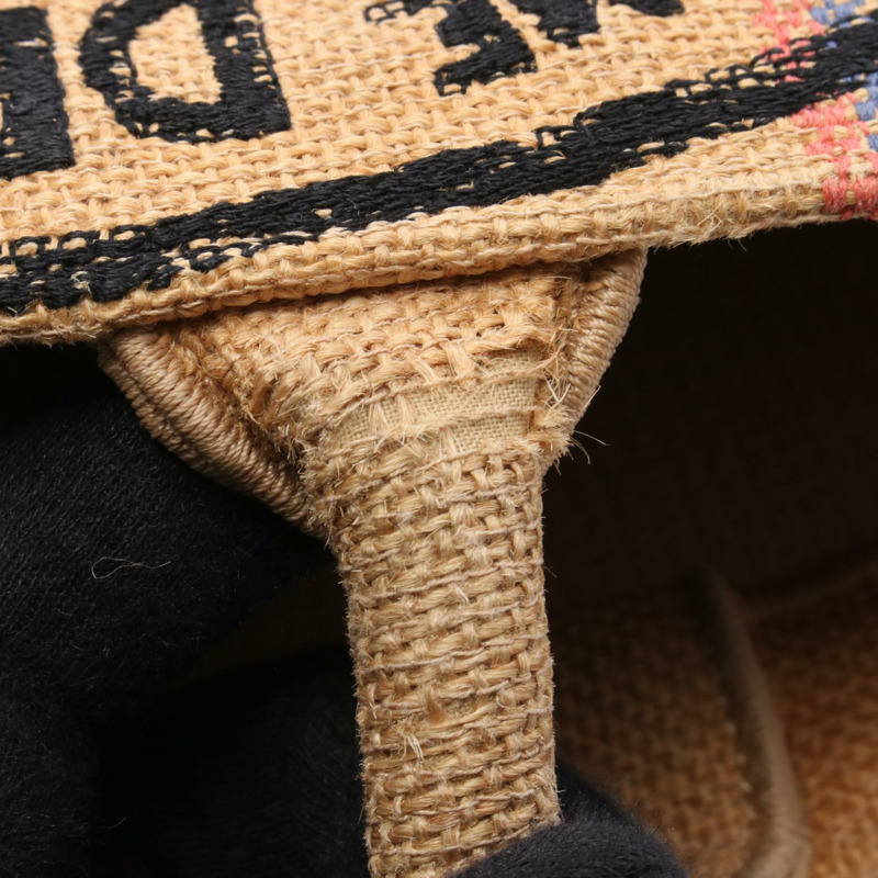 Christian Dior BOOK TOTE 中型手提包 拉菲草編織 棕色 黑色 二手 女士-8