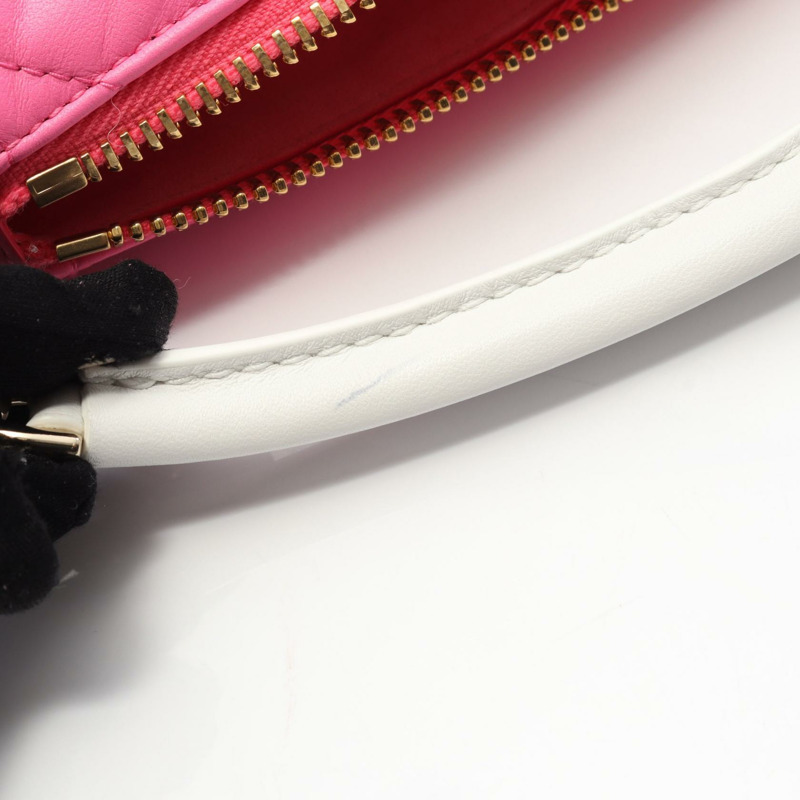 Dior VIBE 小號 Hobo Cannage 手提單肩包,皮革材質,粉紅色、白色、黑色,二手-5