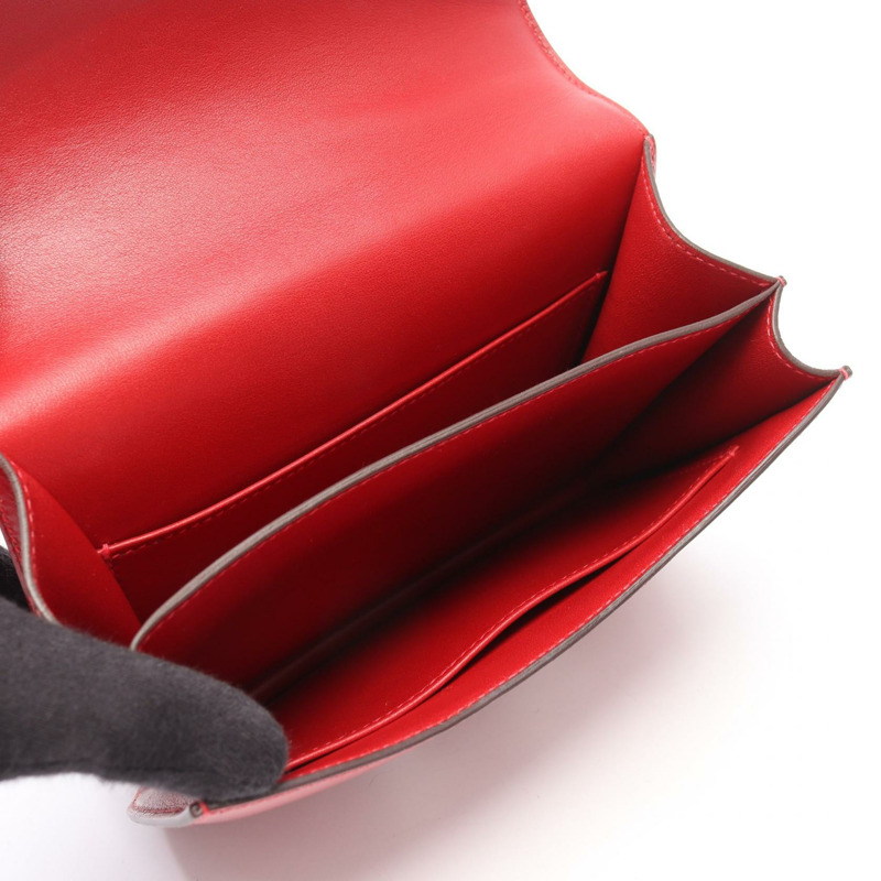 愛馬仕 Constance 3 迷你肩背包,Tadelakt 皮革,Rouge Garance 色,二手,帶五金配件-2