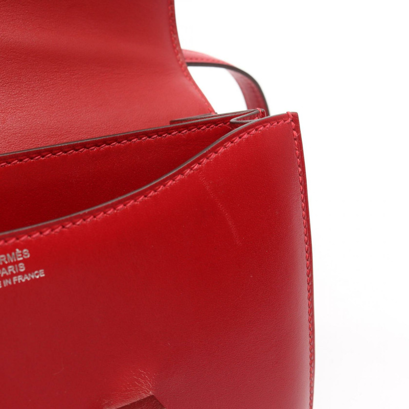 愛馬仕 Constance 3 迷你肩背包,Tadelakt 皮革,Rouge Garance 色,二手,帶五金配件-8