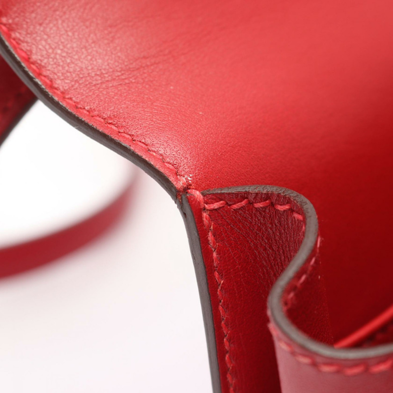 愛馬仕 Constance 3 迷你肩背包,Tadelakt 皮革,Rouge Garance 色,二手,帶五金配件-9