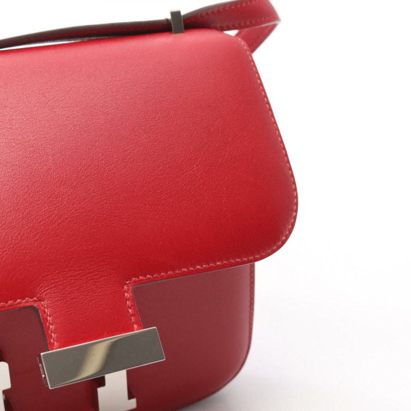 愛馬仕 Constance 3 迷你肩背包,Tadelakt 皮革,Rouge Garance 色,二手,帶五金配件-10
