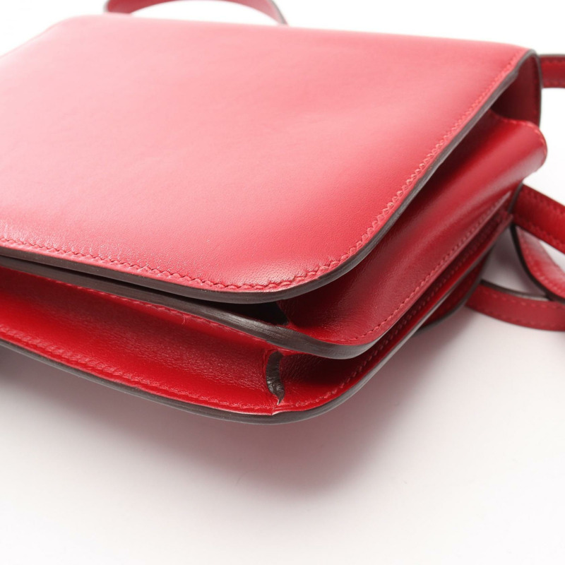 愛馬仕 Constance 3 迷你肩背包,Tadelakt 皮革,Rouge Garance 色,二手,帶五金配件-12