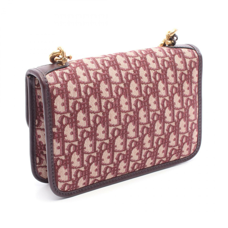 Christian Dior Addict Oblique 單肩包,帆布皮革,波爾多米色,二手-1