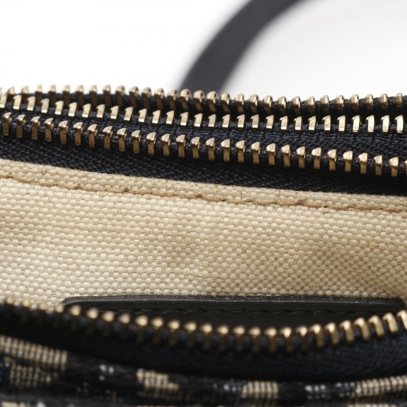 Christian Dior 馬鞍形斜背包,帆布皮革海軍藍,二手-4