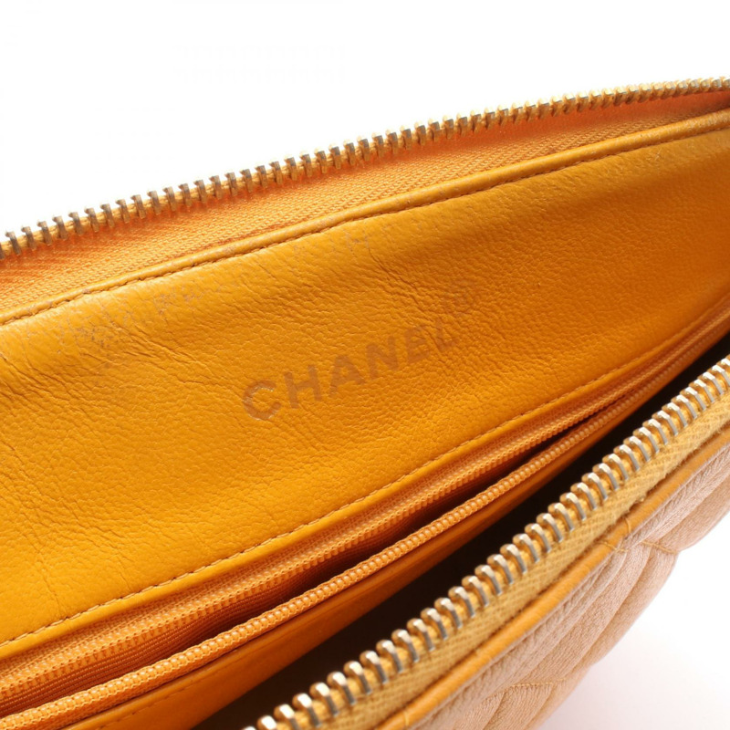 香奈兒 (CHANEL) 絎縫鏈條肩背包,小牛皮,黃色,金色五金,二手女款-3