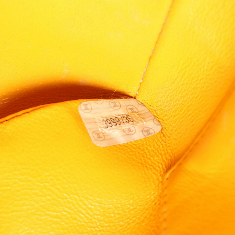 香奈兒 (CHANEL) 絎縫鏈條肩背包,小牛皮,黃色,金色五金,二手女款-4