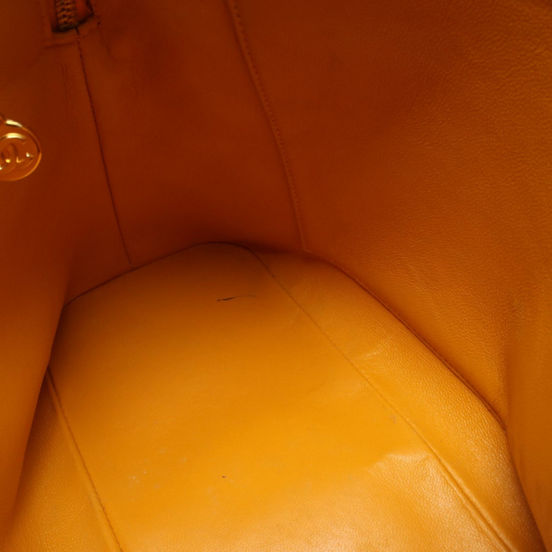 香奈兒 (CHANEL) 絎縫鏈條肩背包,小牛皮,黃色,金色五金,二手女款-5