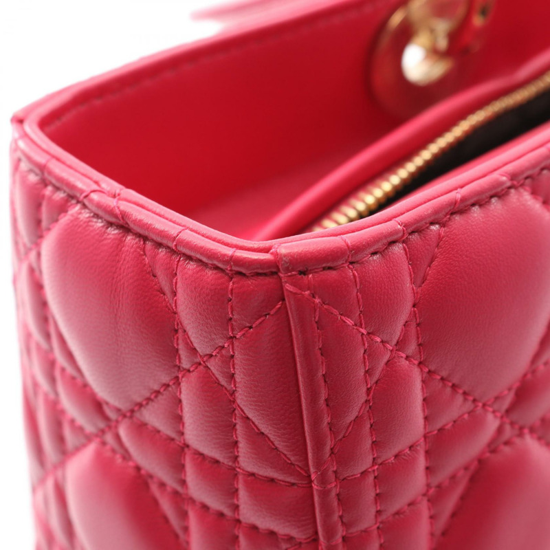 Christian Dior Lady Dior Cannage 大手提單肩包，皮革，洋紅色-7