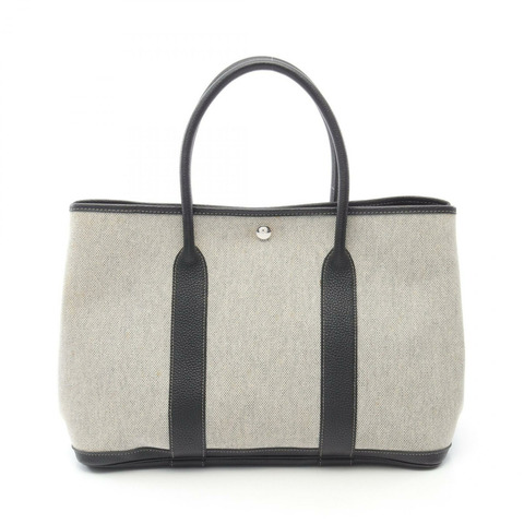 愛馬仕 Garden Party PM Bolduc Ribbon 手提包，Toile H Negonda 皮革，米色二手