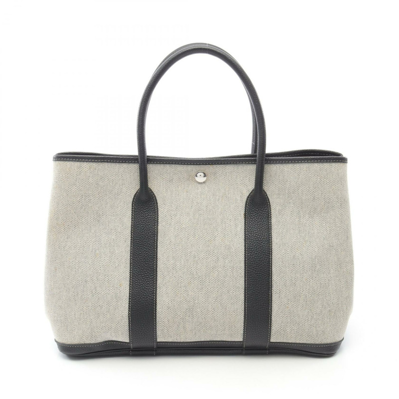 愛馬仕 Garden Party PM Bolduc Ribbon 手提包,Toile H Negonda 皮革,米色二手-0