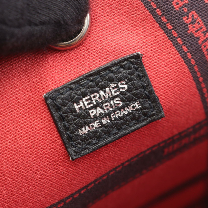 愛馬仕 Garden Party PM Bolduc Ribbon 手提包,Toile H Negonda 皮革,米色二手-3