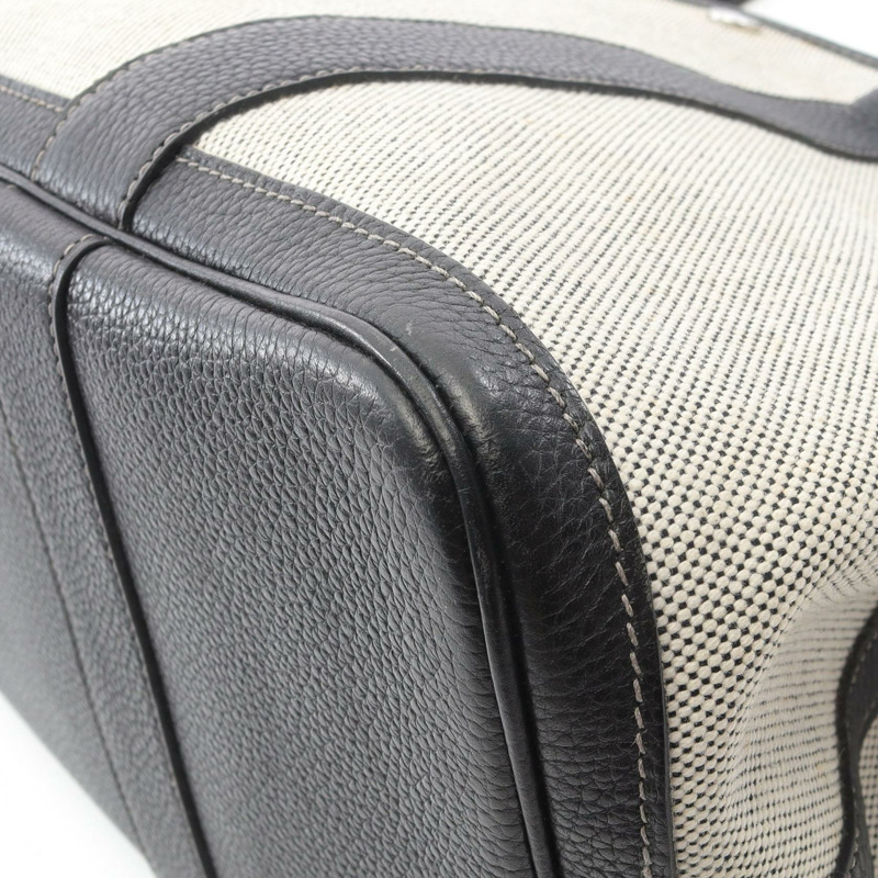 愛馬仕 Garden Party PM Bolduc Ribbon 手提包,Toile H Negonda 皮革,米色二手-4