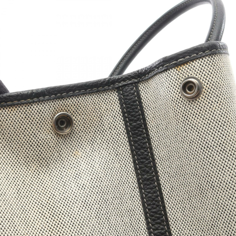 愛馬仕 Garden Party PM Bolduc Ribbon 手提包,Toile H Negonda 皮革,米色二手-8
