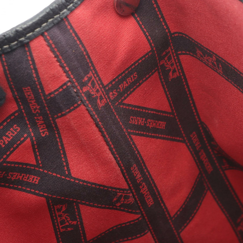 愛馬仕 Garden Party PM Bolduc Ribbon 手提包,Toile H Negonda 皮革,米色二手-10