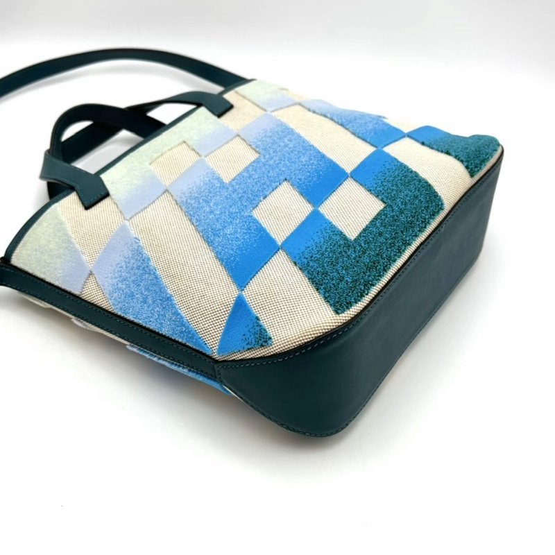 HERMES 藍色漸變拼皮Cabas27手提肩背包 27*24*8.5 98新-4