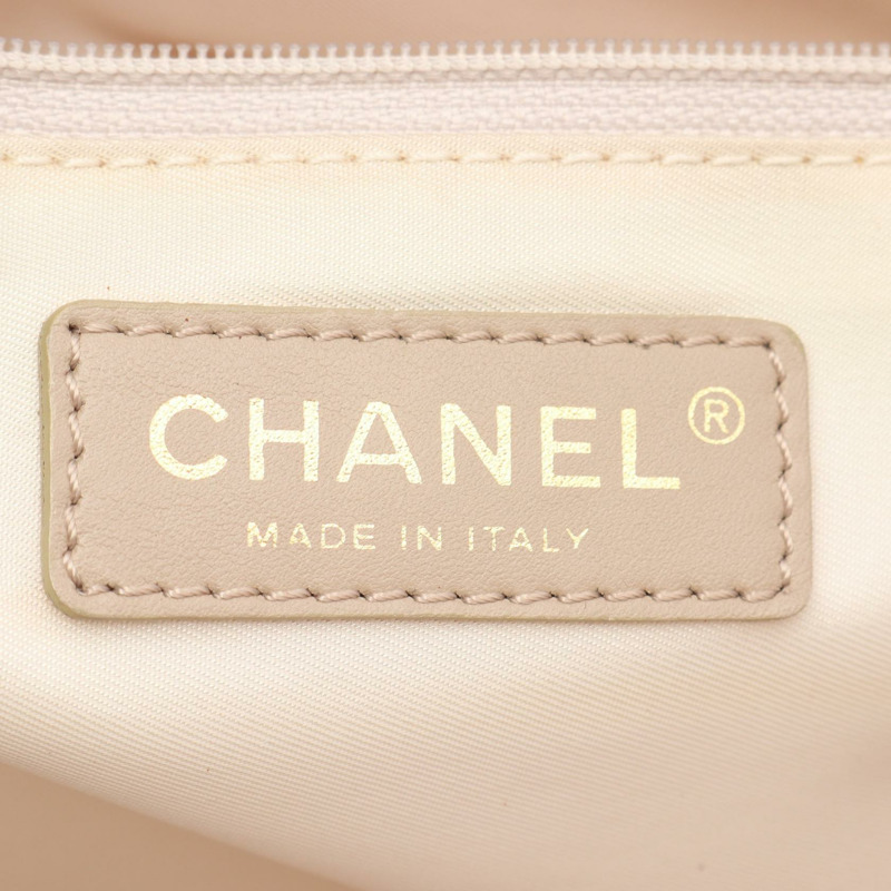 香奈兒新款旅行系列 MM 手袋 A15991 皮革尼龍帆布 米色 金色五金 二手-3