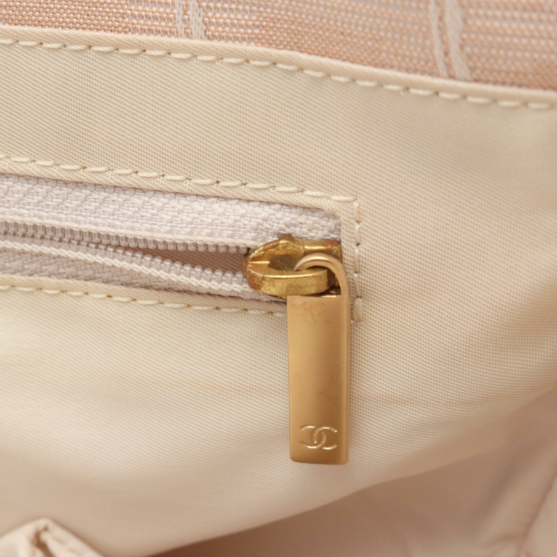香奈兒新款旅行系列 MM 手袋 A15991 皮革尼龍帆布 米色 金色五金 二手-14