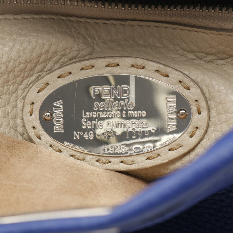 FENDI Peek-a-boo Regular 2Way 肩背手提包 8BN226 皮革 藍色 二手 女士-3