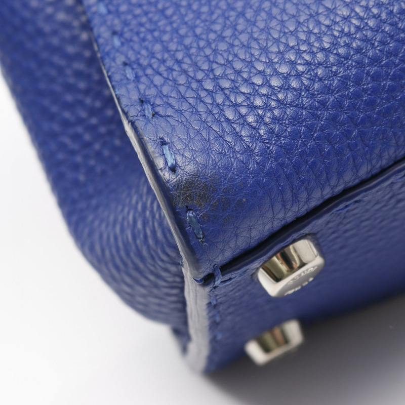 FENDI Peek-a-boo Regular 2Way 肩背手提包 8BN226 皮革 藍色 二手 女士-5