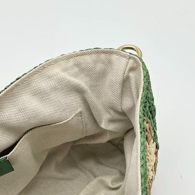 GUCCI 彩色紅綠拼拉菲草編肩背斜背包22*16*5 98新配件塵袋-1