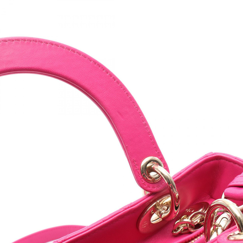 Christian Dior LADY DIOR Cannage 單肩手提包,皮革材質,紫紅色,二手-4