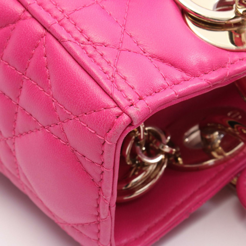 Christian Dior LADY DIOR Cannage 單肩手提包,皮革材質,紫紅色,二手-6