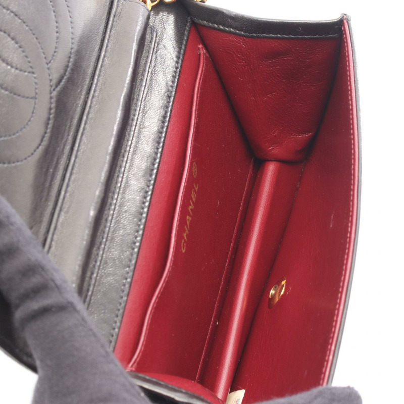 香奈兒迷你絎縫鏈條肩背包 A03571 羊皮 黑色 二手 GHW CC-2