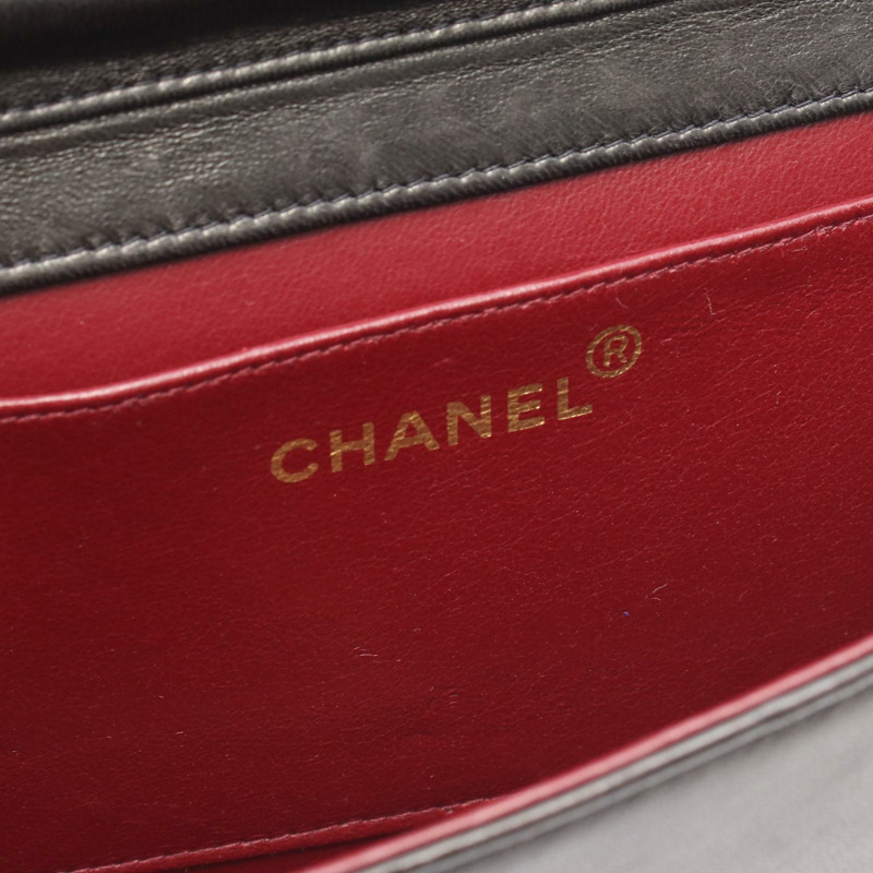 香奈兒迷你絎縫鏈條肩背包 A03571 羊皮 黑色 二手 GHW CC-3